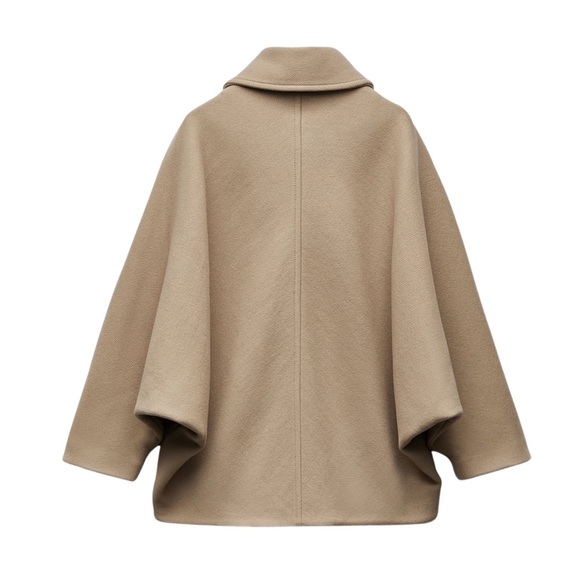 LAST ONE! OVERSIZED CROPPED WOOL COAT BEIGE - Picture 8 of 8